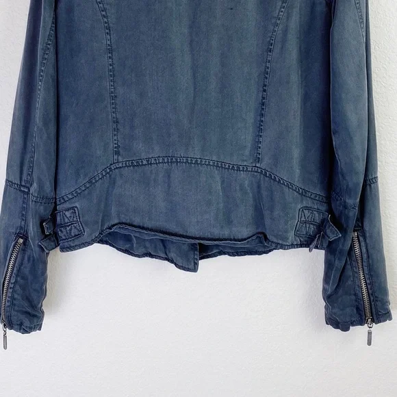 MAX JEANS Soft Stylish Tencel Grey Charcoal Moto Jacket Size XSmall - Picture 8 of 11